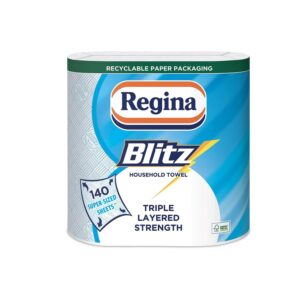 Regina Blitz Household Towels – 2 Rolls Per Pack, 3-ply Kitchen Roll, 70 Sheets Per Roll