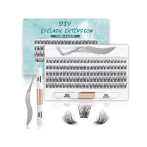 SISILILY Lash Extension Kit-Individual Lashes with Bond and Seal-120 Lash,  Tweezers C D Curl 10/12/14/15/16mm（DM17-mix)