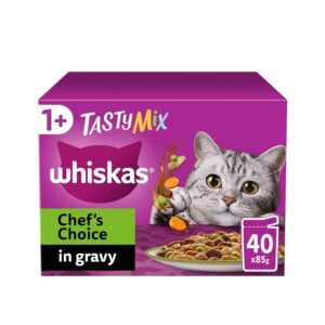 Whiskas Tasty Mix 1+Chef´s Choice in Gravy 40 x 85 g Pouches, Adult Cat Food