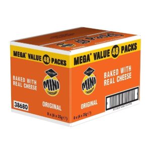 Jacob's Mini Cheddars Baked with Real Cheese Snack Biscuits Crackers 48 x 25g Bags