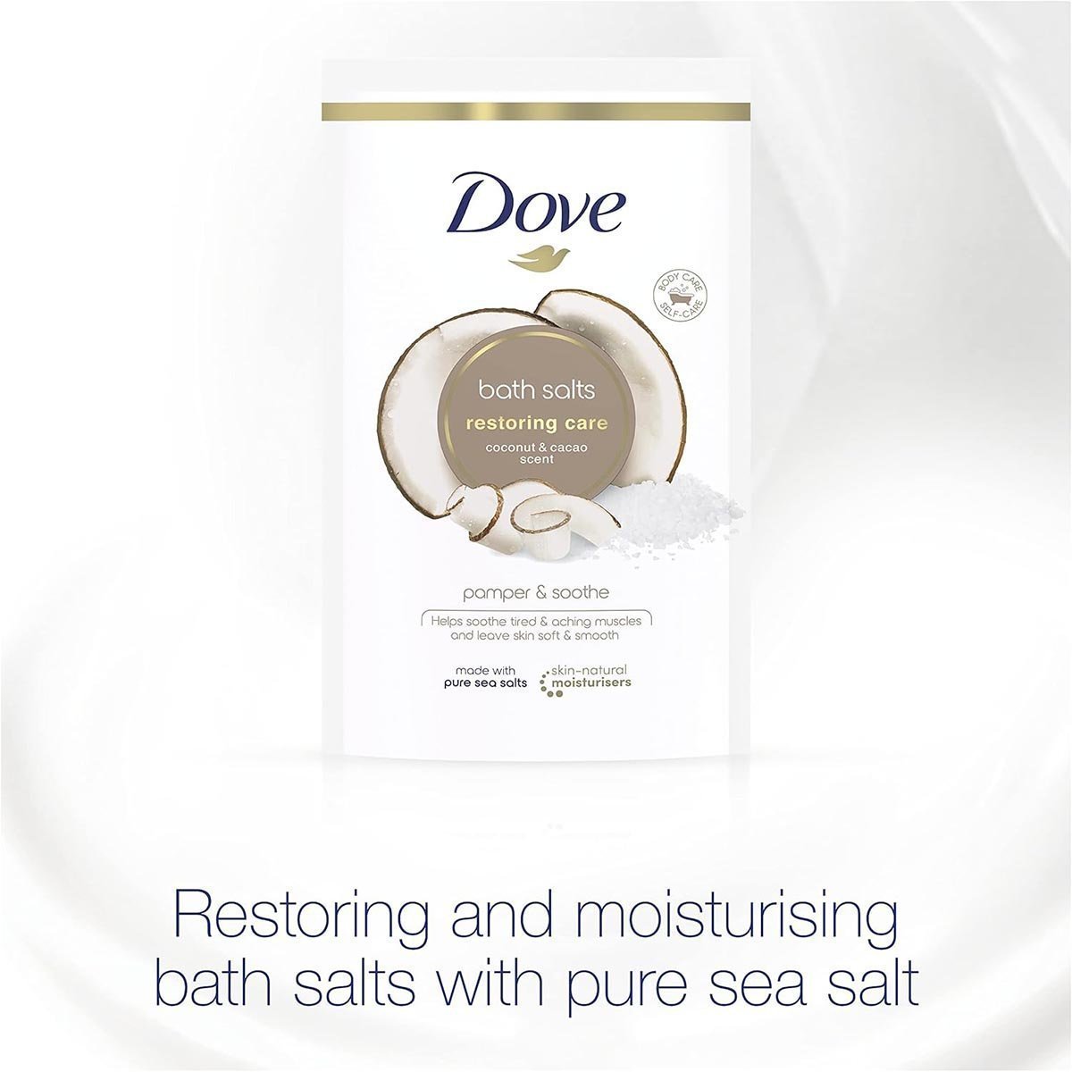 Dove Coconut and Cacao Restoring Care Bath Salts with skin-natural moisturisers relaxing your mind & body, leaving your skin smooth & soft 900 g - Image 2