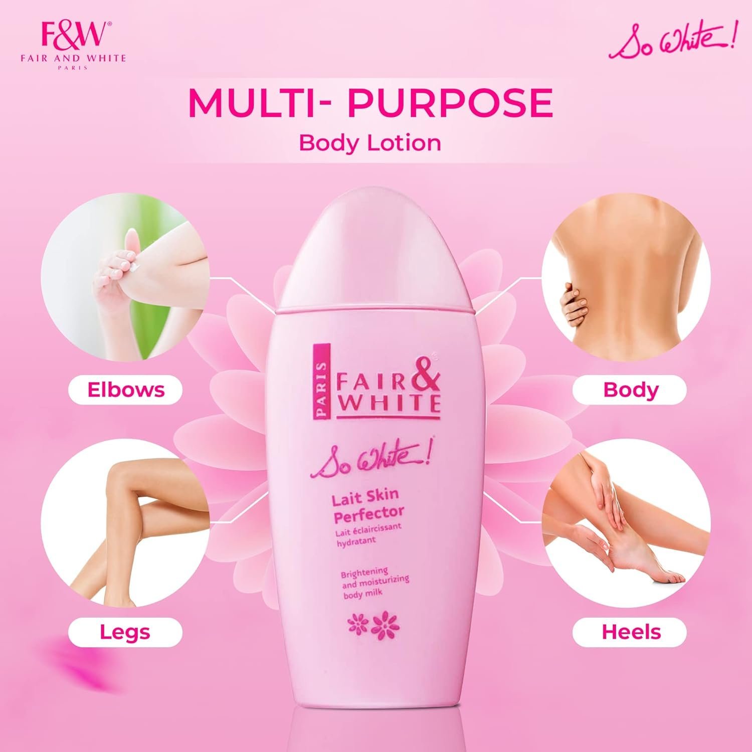 FAIR & WHITE So White, Skin Brightening Lotion - 500 ml / 17.6 Fl oz - Daily Moisturizing Body Lotion - Image 4