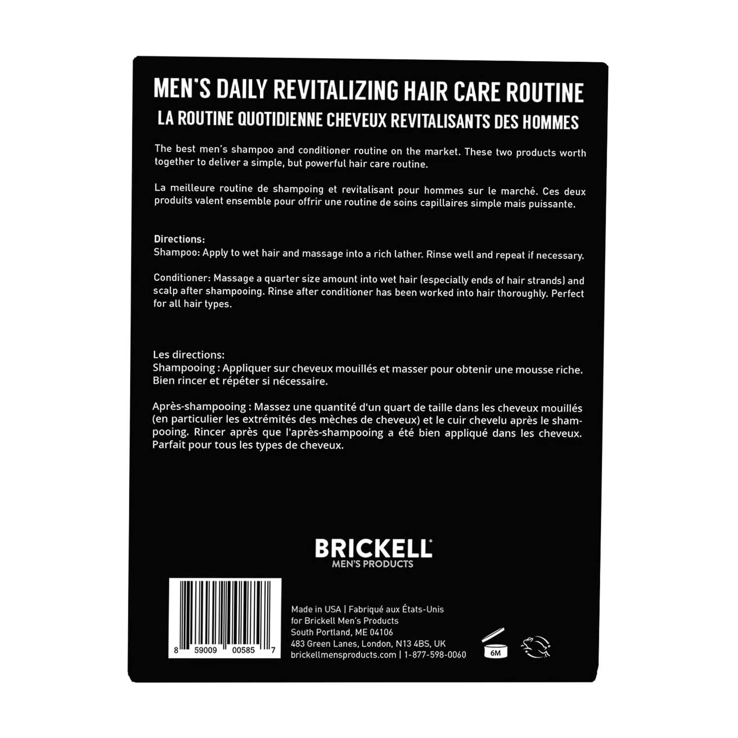 Brickell Men’s Daily Revitalizing Hair Care Routine, Mint and Tea Tree Oil Shampoo, Strength and Volume Enhancing Conditioner, Natural and Organic - Image 3