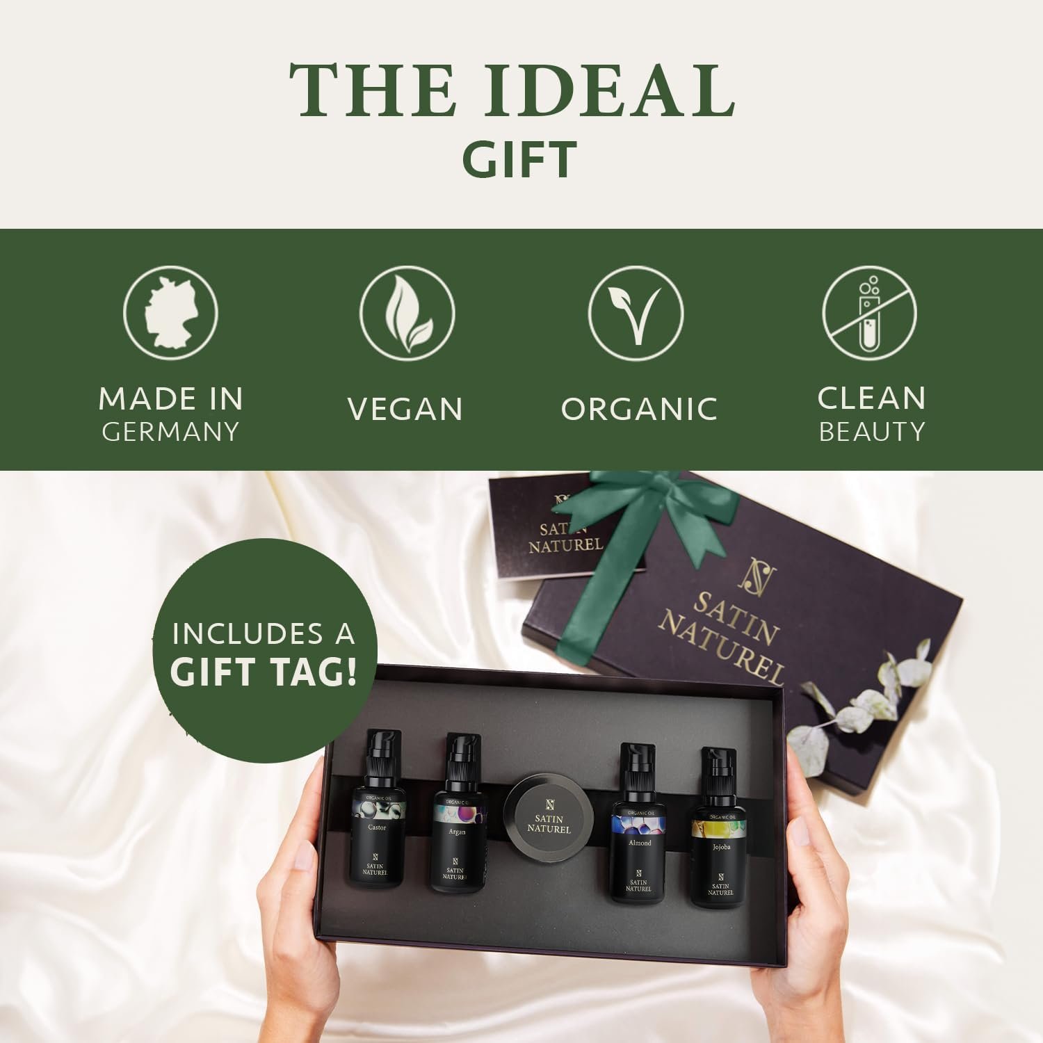 Christmas Gifts for Women with Organic Hair Growth Oil + Argan Oil + Jojoba Oil + Almond Oil + Castor Oil & Body Scrub 5x30ml - Image 2