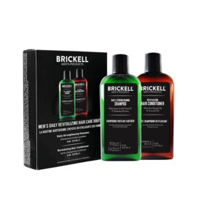 Brickell Men’s Daily Revitalizing Hair Care Routine, Mint and Tea Tree Oil Shampoo, Strength and Volume Enhancing Conditioner, Natural and Organic