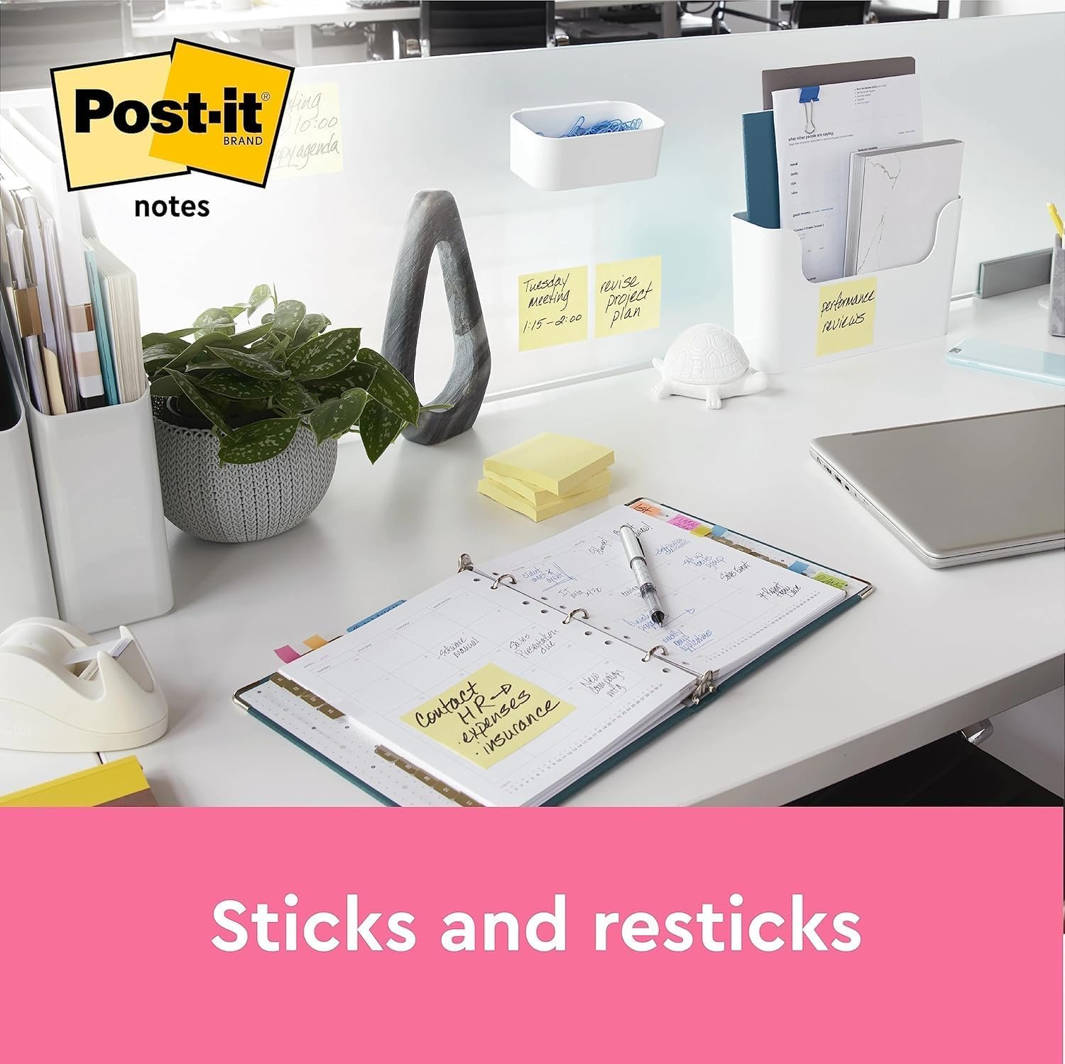 Post-it Notes, Canary Yellow, Hangable Flow Packs, 1 Pad, 100 Sheets, 76 mm x 76 mm - Image 2