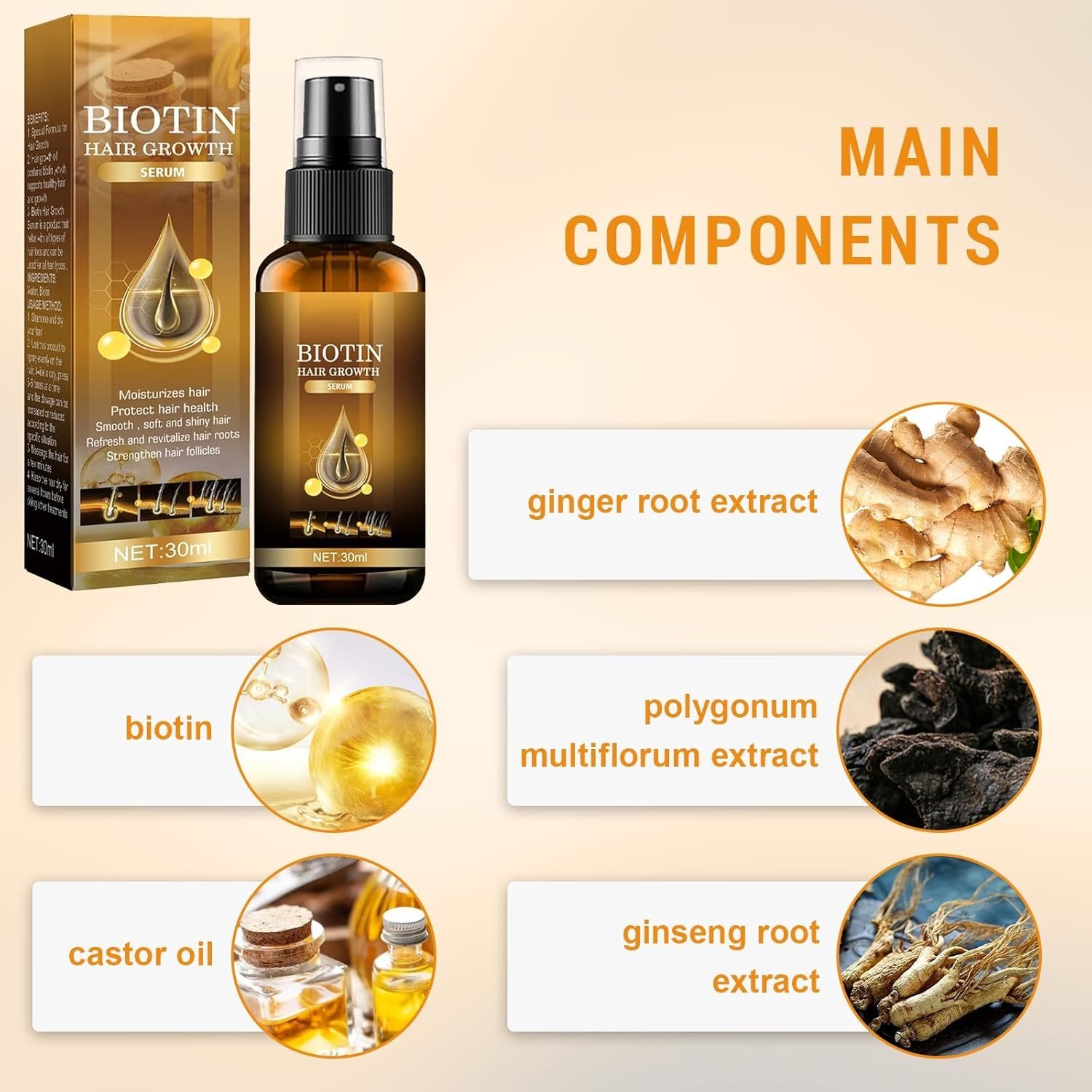 Ninnyi 2PCS 30ml Hair Growth Spray with Biotin, for Thicker Longer Stronger Hair - Image 5